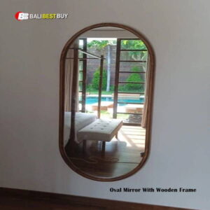 Oval Mirror With Wooden Frame
