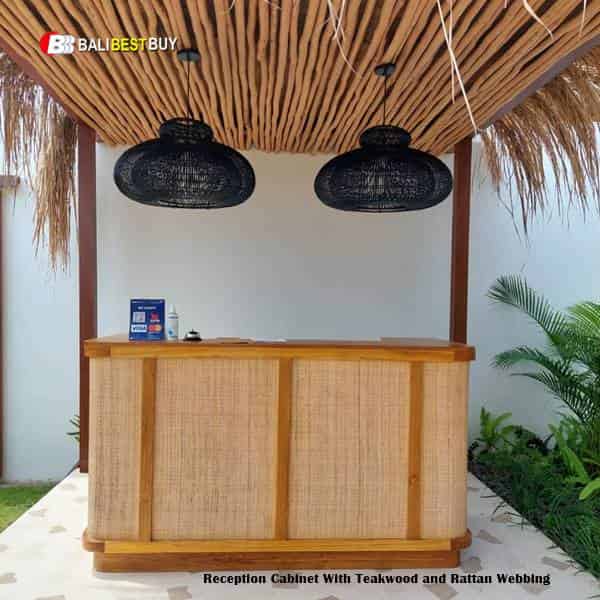 Reception Cabinet With Teakwood and Rattan Webbing