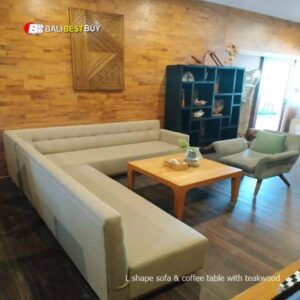 L shape sofa & coffee table with teakwood
