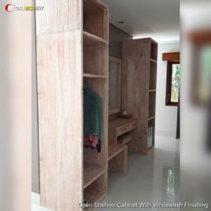 Open Shelves Cabinet With Whitewash Finishing