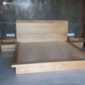 Wooden Bed Frame And Bedside Tables
