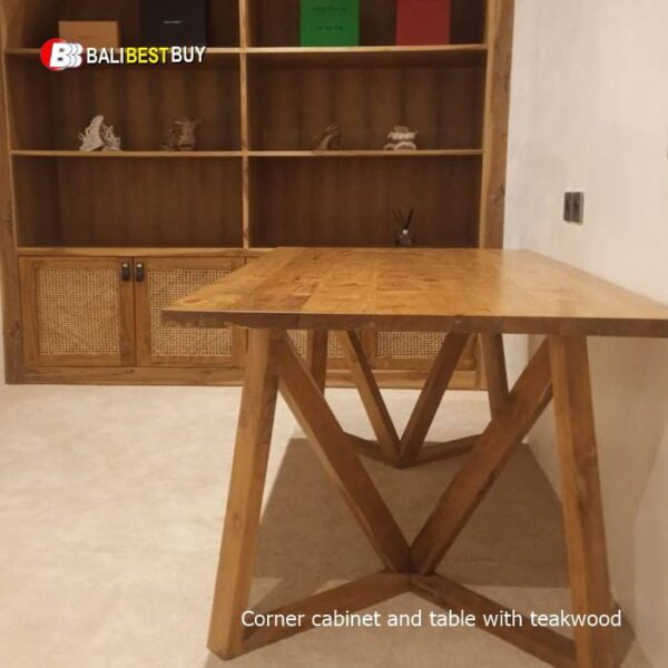 corner cabinet and table with teakwood