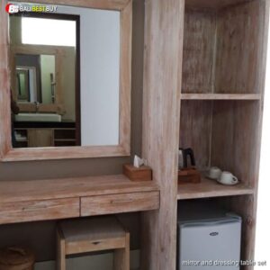 wooden vanitey cabinet with mirror