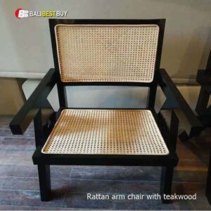 rattan arm chair with teakwood