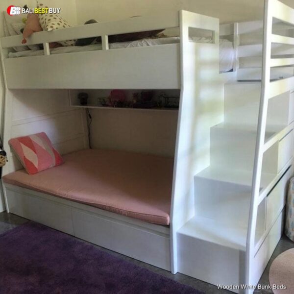 Wooden White Bunk Beds