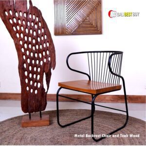 Metal backrest chair and teak wood