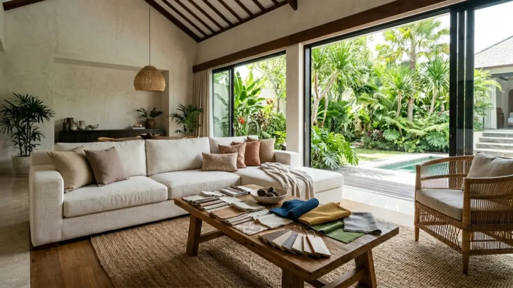 Sofa fabric selection in Bali for villa living room